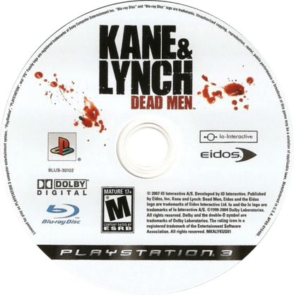 Kane & Lynch Dead Men PlayStation 3 third-person shooter crime thriller video game co-op gameplay and intense heist narrative disc