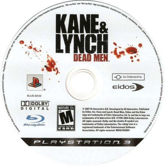 Kane & Lynch Dead Men PlayStation 3 third-person shooter crime thriller video game co-op gameplay and intense heist narrative disc