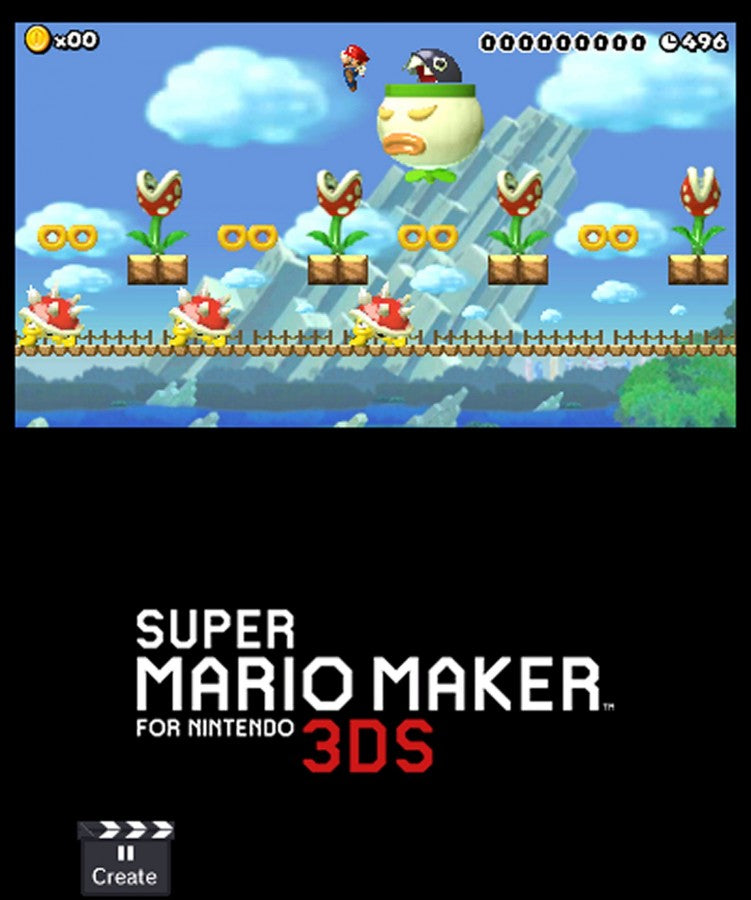 Super Mario Maker start screen for Nintendo 3DS (3DS) platformer level creation video game