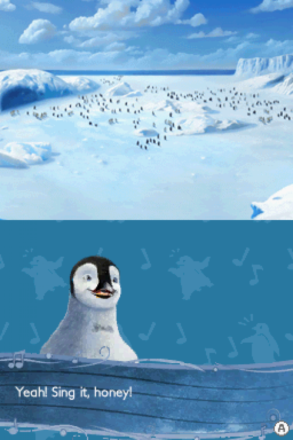 Happy Feet Two gameplay for Nintendo DS (DS) musical rhythm adventure video game