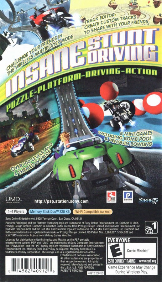 GripShift back of case for PlayStation Portable (PSP) puzzle-platform racing video game