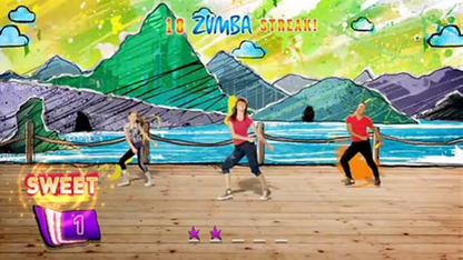 Zumba Kids gameplay for Nintendo Wii (Wii) featuring energetic dance fitness routines for children with colorful visuals and fun multiplayer party gameplay.