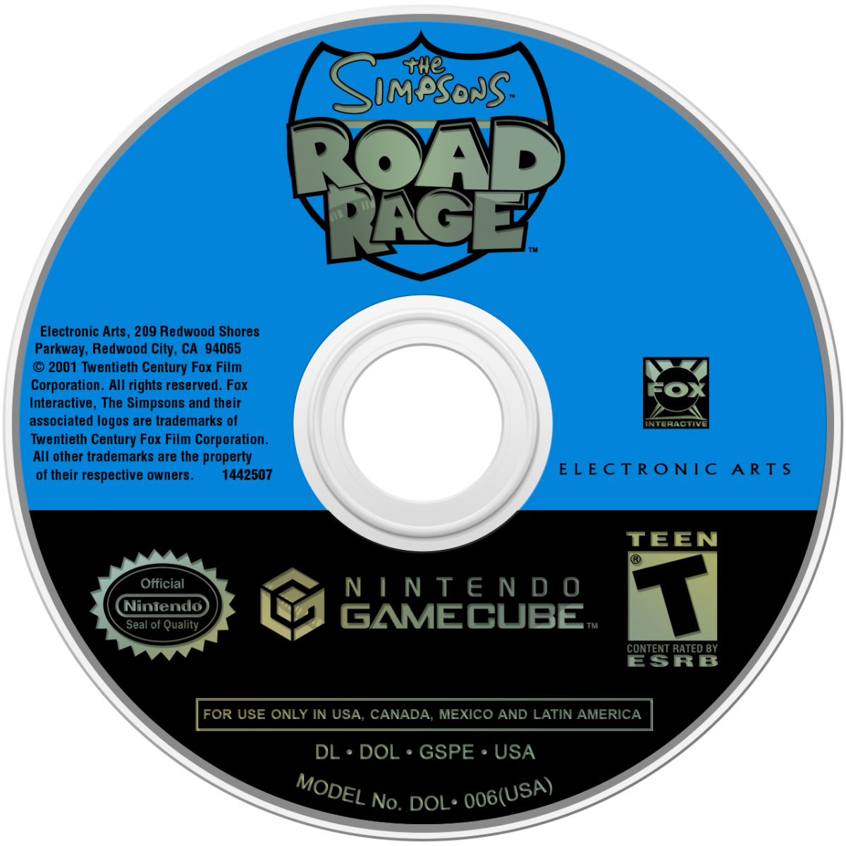 The Simpsons Road Rage GameCube game featuring arcade-style driving gameplay and missions set in Springfield disc
