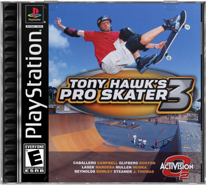 Tony Hawk’s Pro Skater 3 cover art PlayStation 1 PS1 video game, skateboarding sports action, trick-based gameplay, extreme sports classic