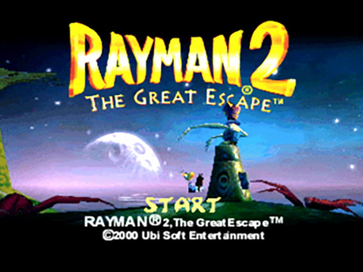 Rayman 2 The Great Escape for PlayStation 1 action platformer video game featuring colorful 3D worlds fluid platforming creative level design and the classic Ubisoft Rayman adventure experience gameplay