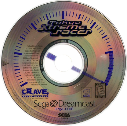 Tokyo Xtreme Racer game for the Sega Dreamcast featuring highway street racing gameplay set in Tokyo with one on one rival battles car tuning progression and nighttime racing against named opponents across expressway routes disc