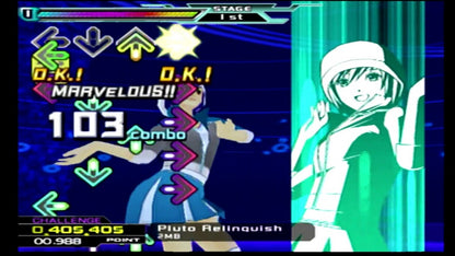 Dance Dance Revolution SuperNova 2 for PlayStation 2 with rhythm-based dance gameplay and music challenge theme gameplay