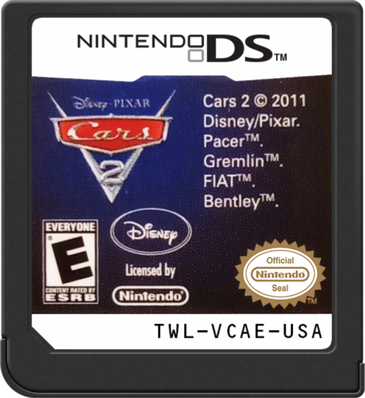 Cars 2 for Nintendo DS Disney Pixar racing adventure game featuring Lightning McQueen Mater World Grand Prix missions multiplayer challenges arcade style gameplay cartridge