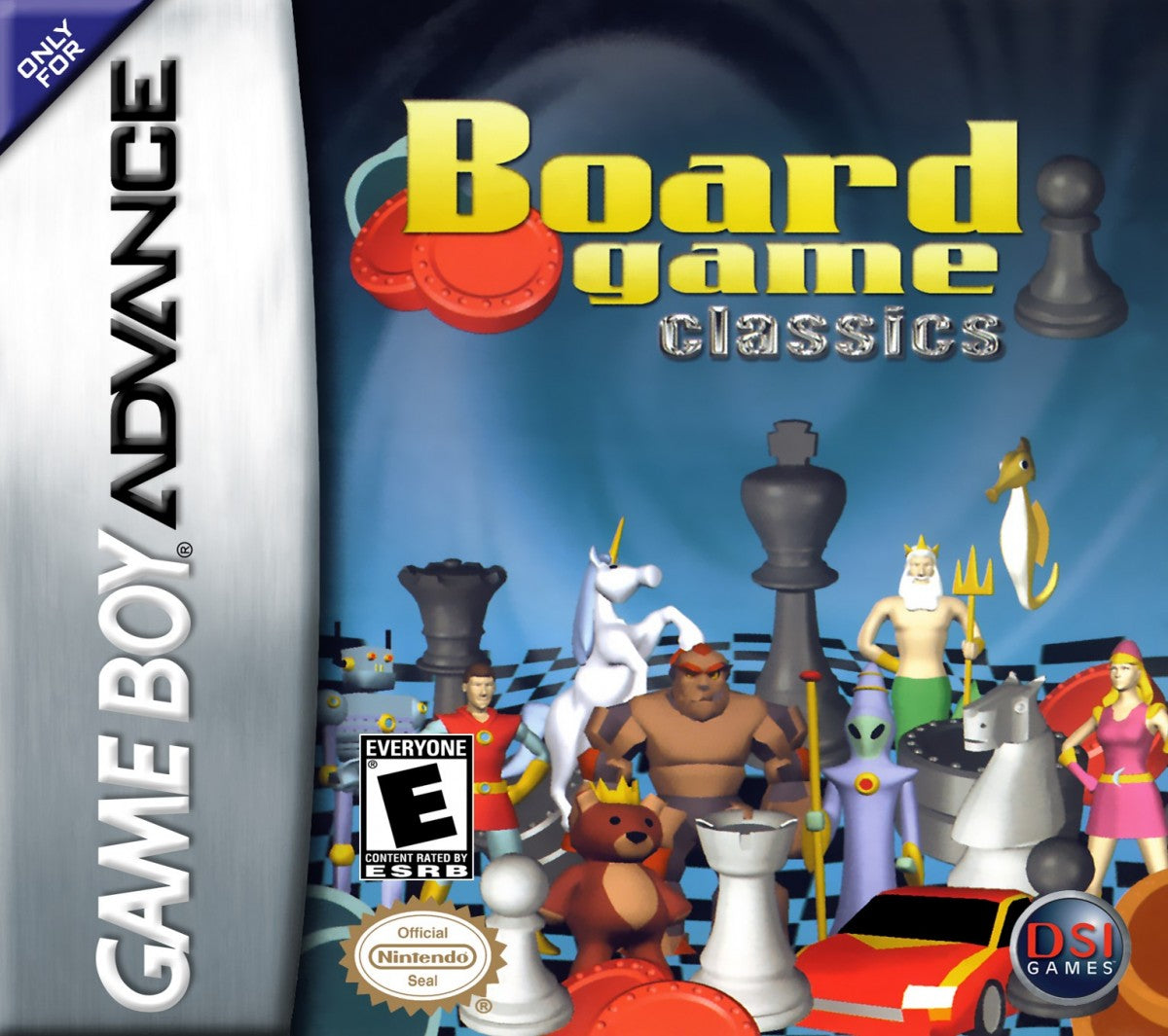 Board Game Classics for Game Boy Advance (GBA), cover image for a retro video game featuring digital board game adaptations, strategy gameplay, multiplayer modes, and classic tabletop challenges