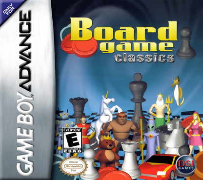Board Game Classics for Game Boy Advance (GBA), cover image for a retro video game featuring digital board game adaptations, strategy gameplay, multiplayer modes, and classic tabletop challenges