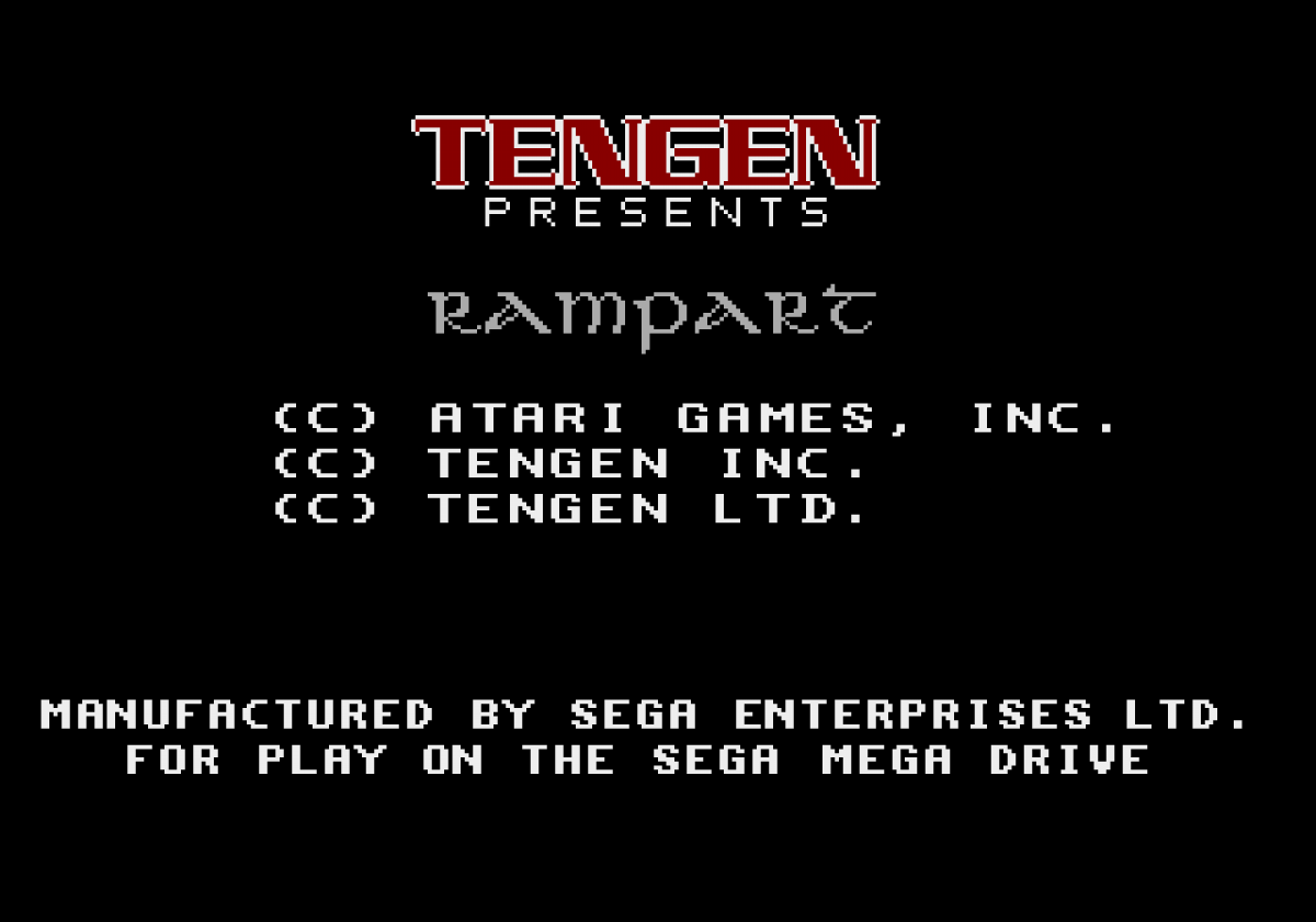 Rampart Sega Genesis retro video game strategy action title screen (1992)