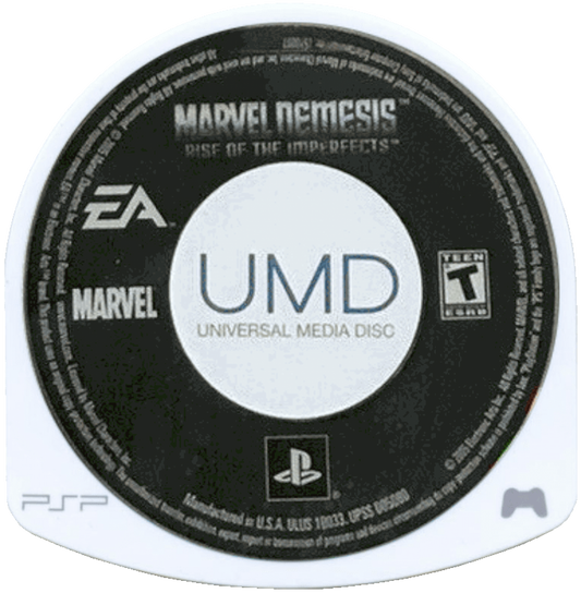 Marvel Nemesis: Rise of the Imperfects for PlayStation Portable (PSP) featuring a gritty superhero brawler where Marvel icons like Spider-Man and Wolverine face off against a powerful new team of alien-enhanced warriors; engage in brutal, environment-smashing combat across destructible arenas and uncover the sinister plot of the Imperfects in this dark, high-stakes expansion of the Marvel Universe optimized for handheld play disc cartridge UMD