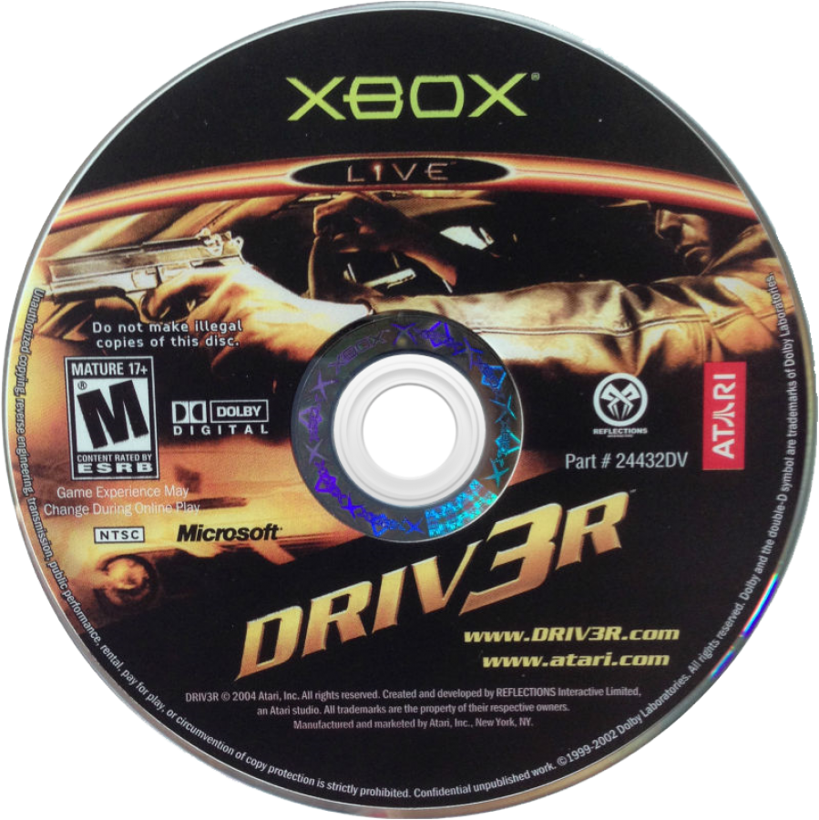 Driver 3 disc art for Xbox (XBOX) video game