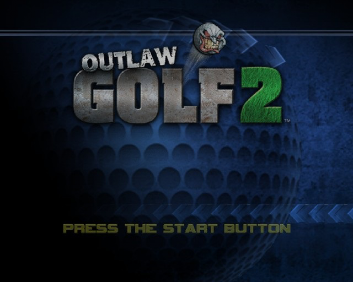 Outlaw Golf 2 – PlayStation 2 (PS2) video game title screen, comedic golf sports simulation game.