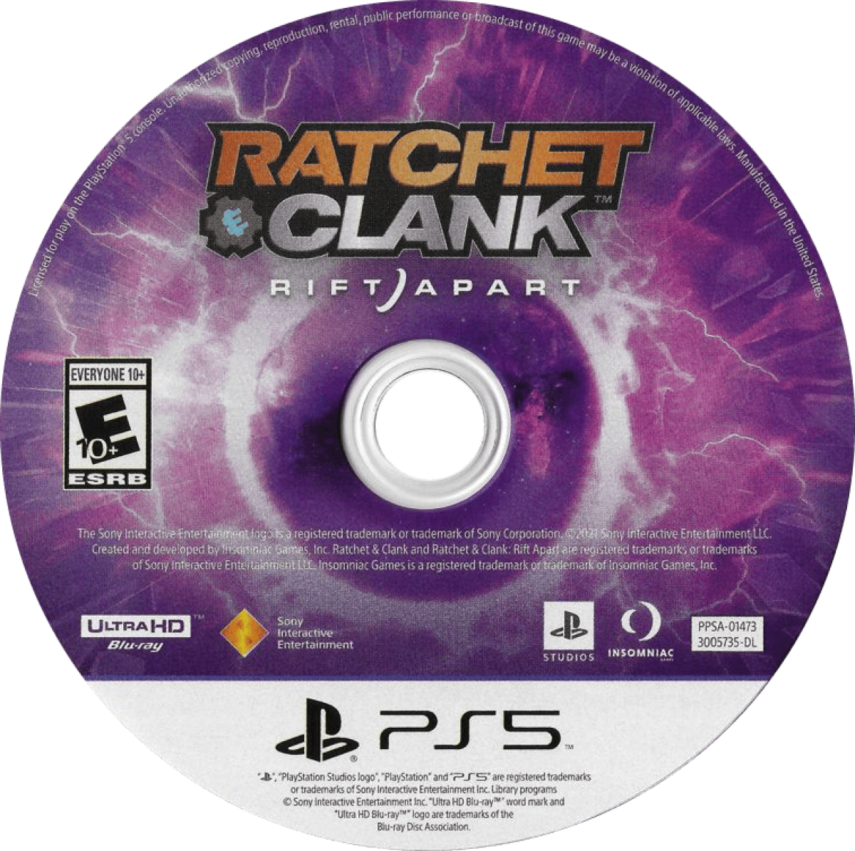 Ratchet & Clank: Rift Apart disc for PlayStation 5 (PS5) action adventure platformer video game