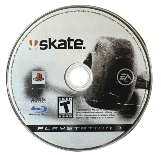 Skate PlayStation 3 skateboarding simulation video game EA Black Box flick it control scheme realistic physics San Vanelona open world locations career mode skate parks video editor soundtrack create a skater professional challenges online multiplayer skate reels disc