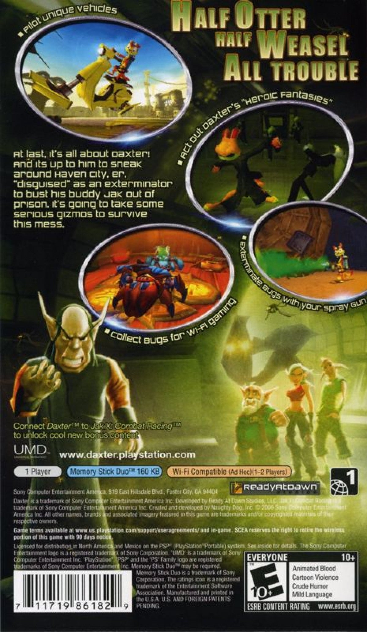 Daxter Greatest Hits PSP platformer video game back cover art