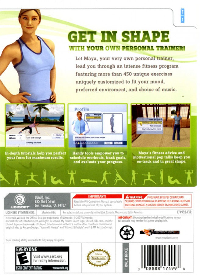 My Fitness Coach – Nintendo Wii (Wii) fitness training workout simulation video game back of case