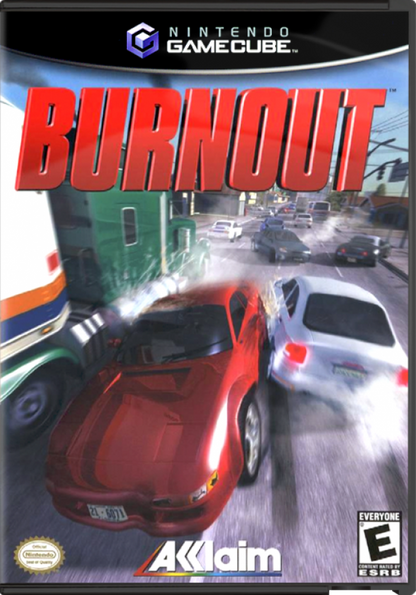 Burnout cover art for GameCube (GC) arcade racing video game