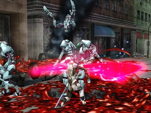 Nano Breaker PS2 Sony PlayStation 2 action hack and slash sci fi cybernetic weapon combat virus infected nanomachine enemies fast paced melee combos Konami dark futuristic story retro gaming PlayStation 2 software video game title gameplay