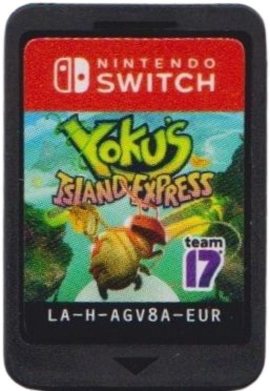 Yoku's Island Express Nintendo Switch inspired design featuring charming pinball platform adventure aesthetic vibrant tropical island exploration unique physics based gameplay colorful characters whimsical quests open world discovery and family friendly fun presentation cartridge
