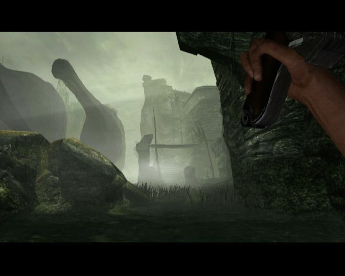 Peter Jackson's King Kong Xbox 360 action adventure video game featuring King Kong and Jack Driscoll jungle exploration giant creatures intense combat survival gameplay cinematic environments platforming challenges and classic Xbox 360 gaming collectible retro gaming appeal gameplay