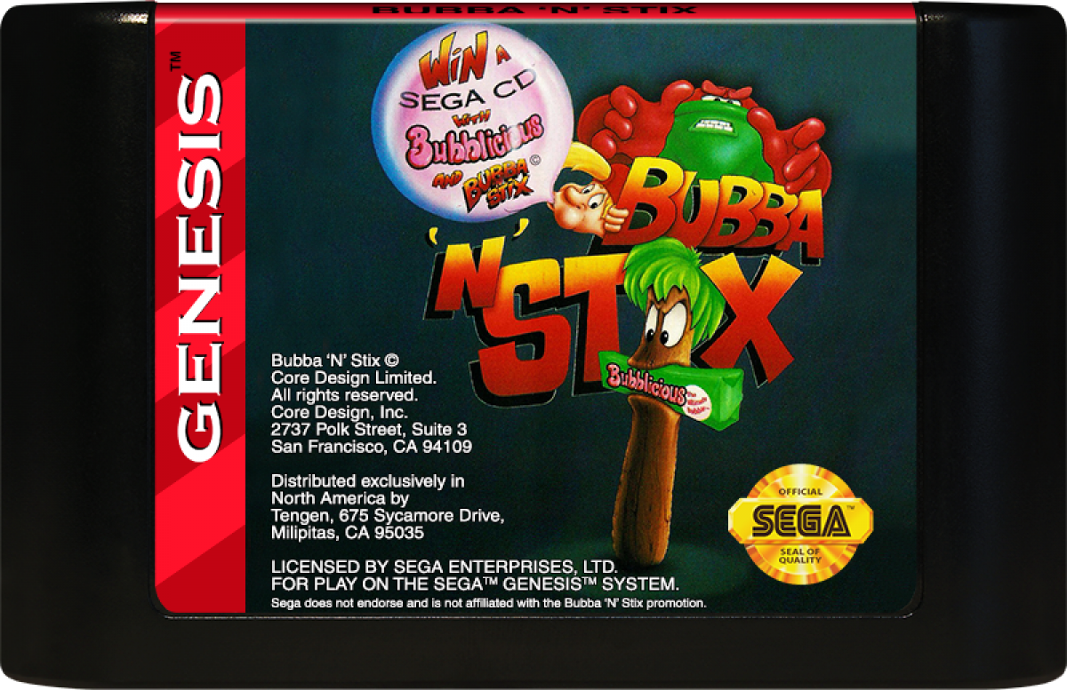 Bubba and Stix Sega Genesis GEN for retro video game enthusiasts featuring side scrolling puzzle platforming gameplay unique stretchy companion mechanics creative level design colorful environments challenging obstacles quirky adventure and collectible gaming appeal cartridge