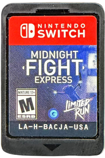 Midnight Fight Express Nintendo Switch inspired design featuring intense action brawler aesthetic fast paced hand to hand combat cinematic fight sequences urban underworld setting stylish martial arts gameplay adrenaline fueled missions presentation cartridge