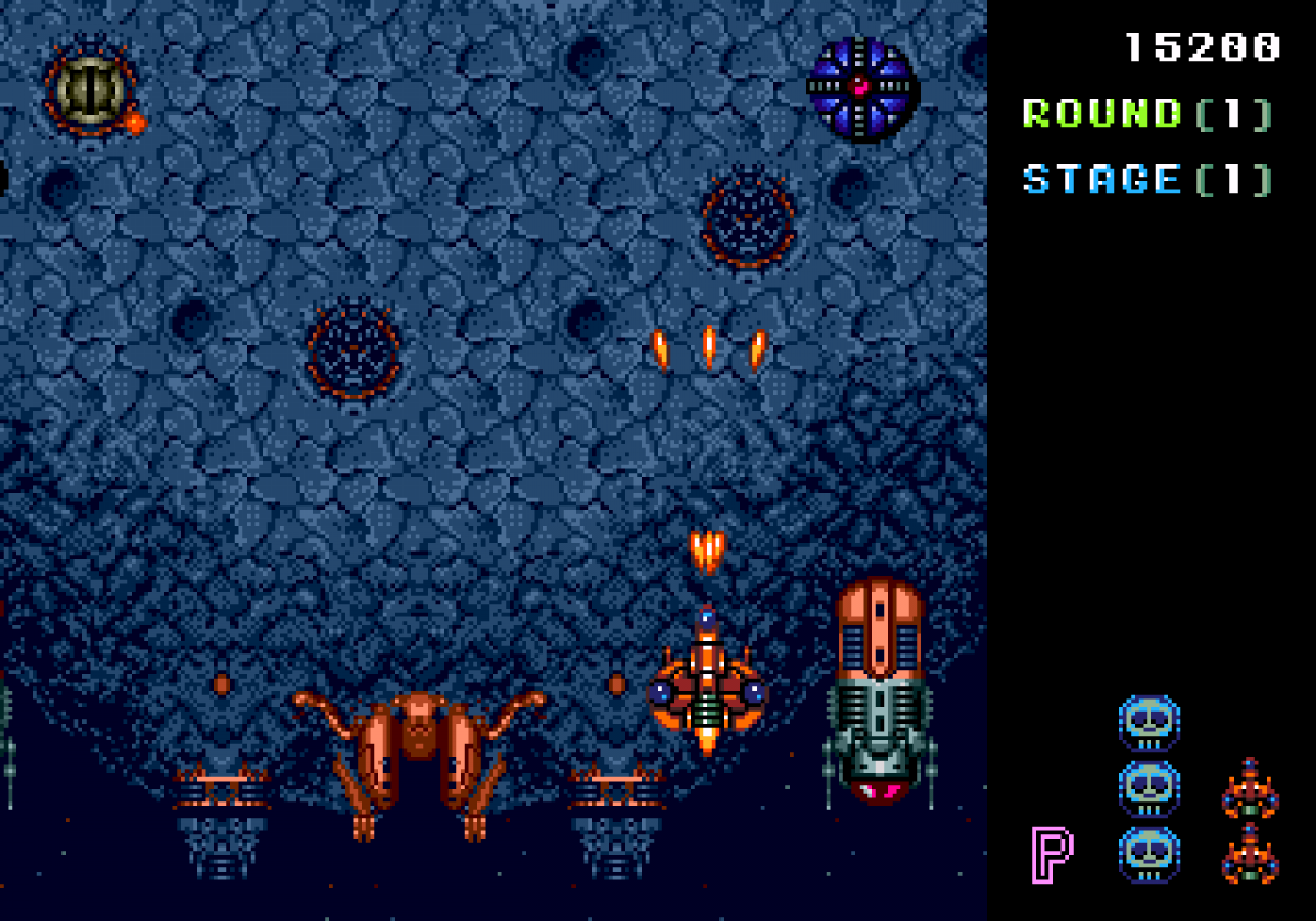 Truxton Sega Genesis GEN video game featuring vertical scrolling shoot em up gameplay spaceship combat enemy waves power ups intense boss battles challenging stages rapid fire action and classic 16 bit Sega gameplay retro video game collection collectible gaming appeal gameplay