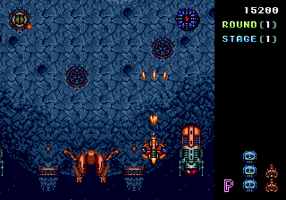 Truxton Sega Genesis GEN video game featuring vertical scrolling shoot em up gameplay spaceship combat enemy waves power ups intense boss battles challenging stages rapid fire action and classic 16 bit Sega gameplay retro video game collection collectible gaming appeal gameplay