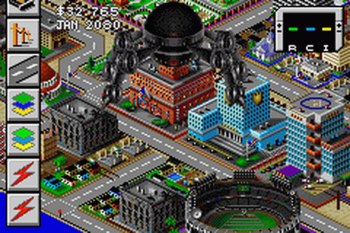 SimCity 2000 for Game Boy Advance with city-building simulation and strategic management gameplay screenshot