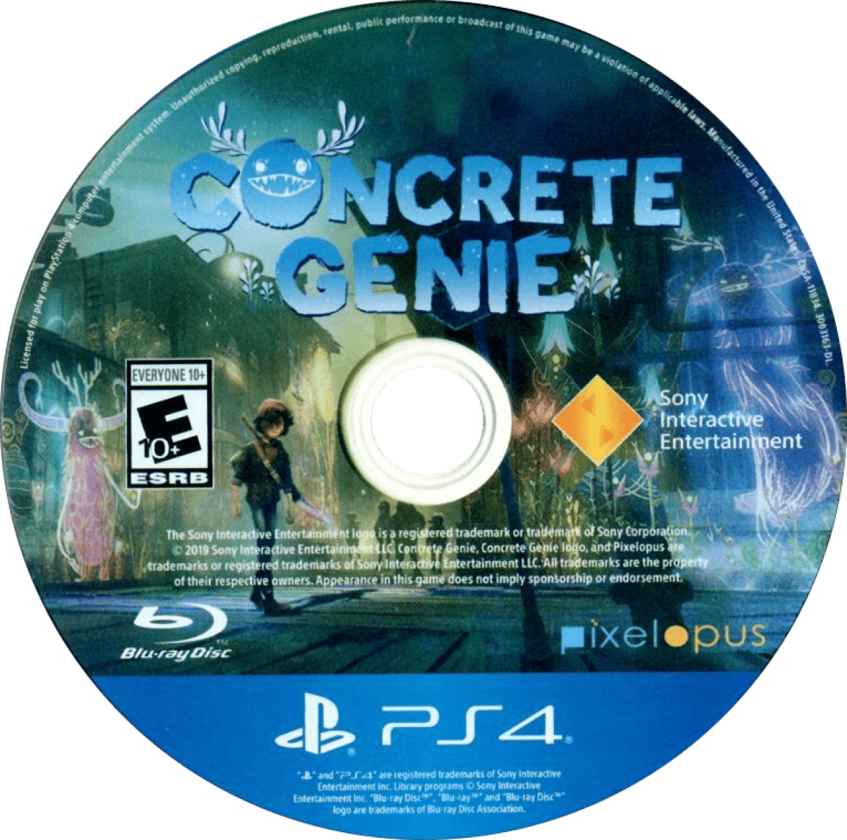 Concrete Genie PlayStation 4 game featuring artistic action adventure gameplay and magical mural painting mechanics disc