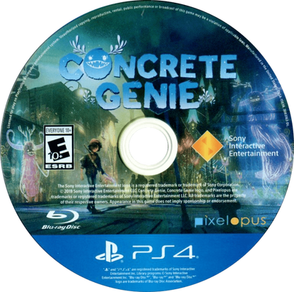 Concrete Genie PlayStation 4 game featuring artistic action adventure gameplay and magical mural painting mechanics disc