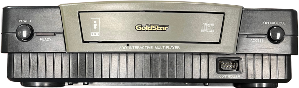 Goldstar 3DO console Panasonic 3DO compatible system CD based gaming console retro hardware multiplayer ports FMV games vintage gaming system home console 3DO Interactive Multiplayer Goldstar system console face