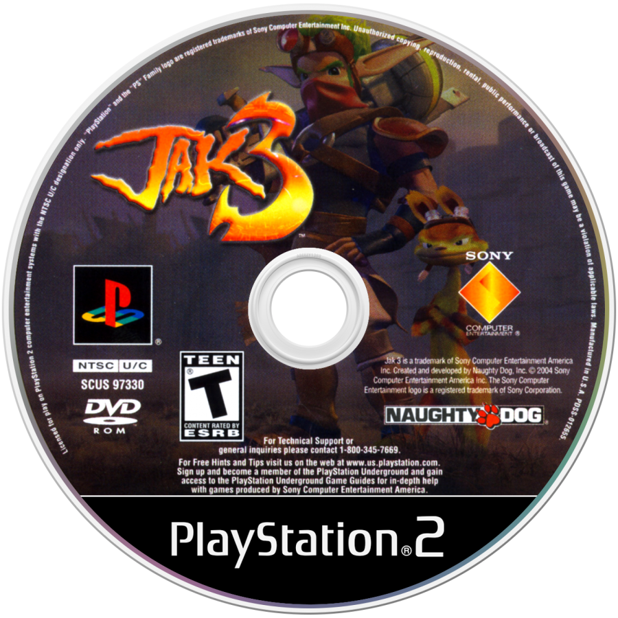 Jak 3 disc art for PlayStation 2 (PS2) video game