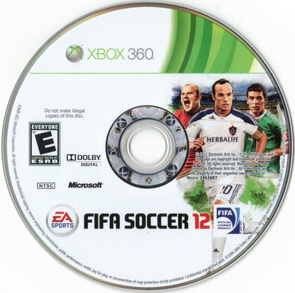 FIFA Soccer 12 disc for Xbox 360 (X360) sports soccer video game