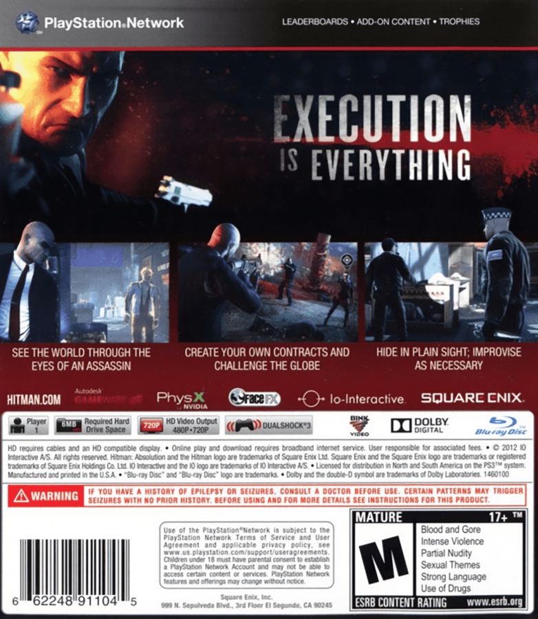 Hitman Absolution back cover art for PlayStation 3 (PS3) video game