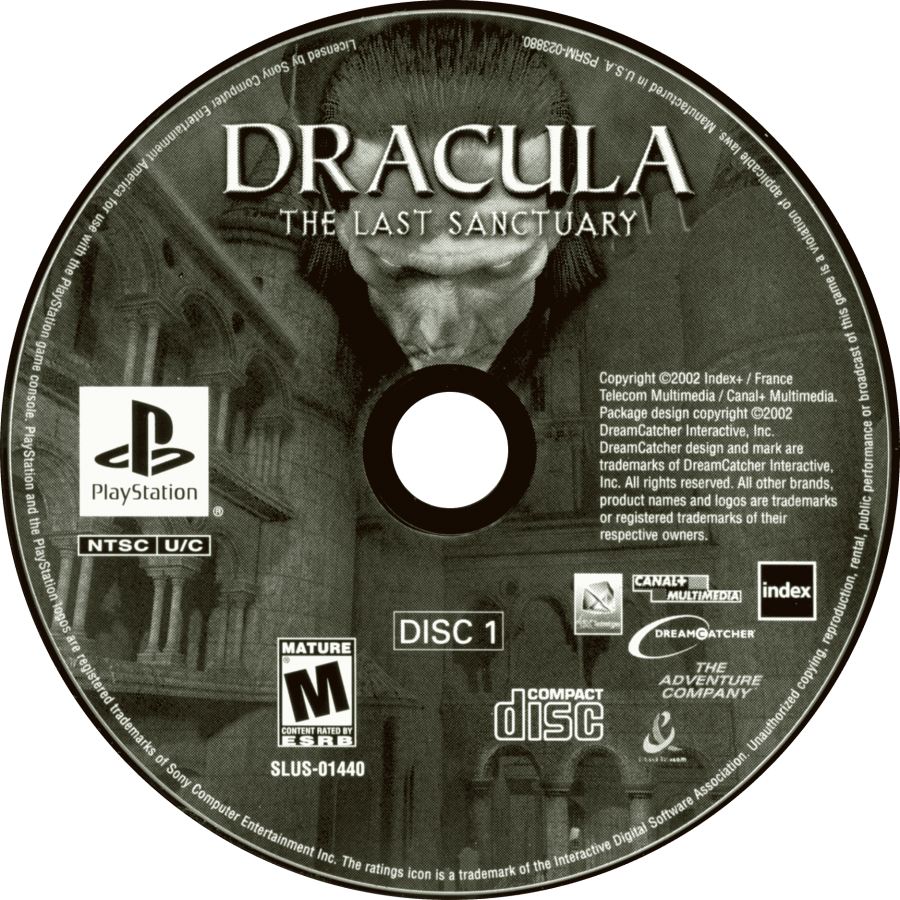 Dracula: The Last Sanctuary retro horror adventure puzzle game for PlayStation 1 (PS1) disc