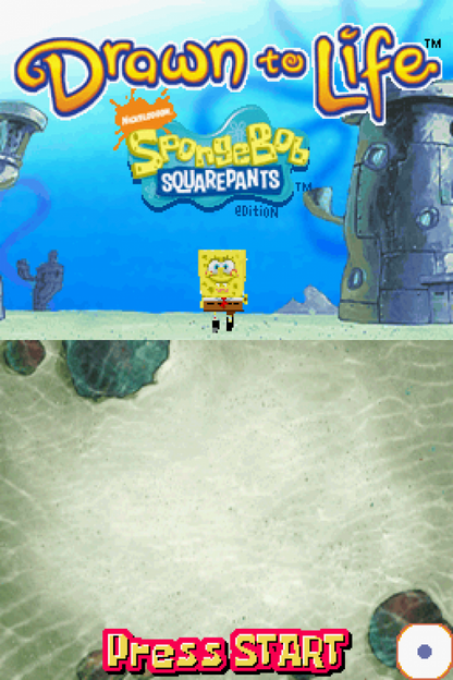 Drawn to Life: SpongeBob SquarePants Edition start screen for Nintendo DS (DS) platforming adventure video game