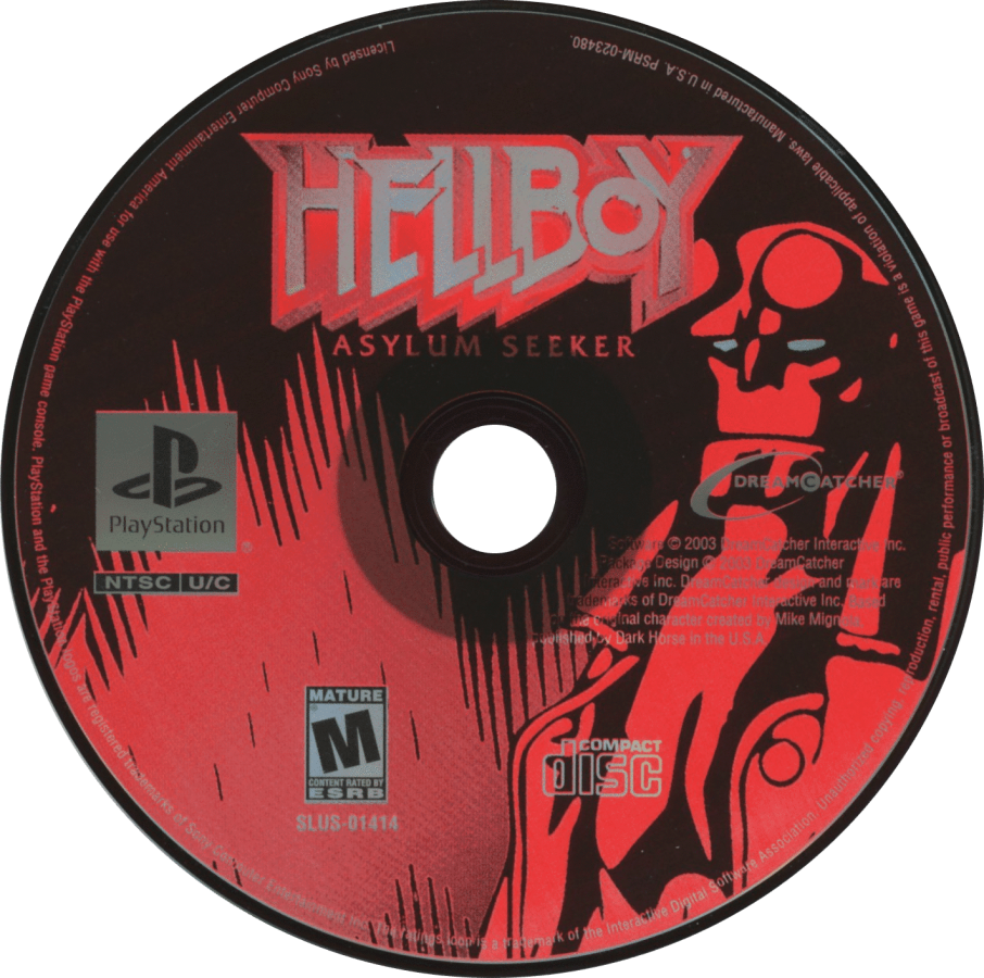 Hellboy: Asylum Seeker retro supernatural action adventure game for PlayStation 1 (PS1) disc