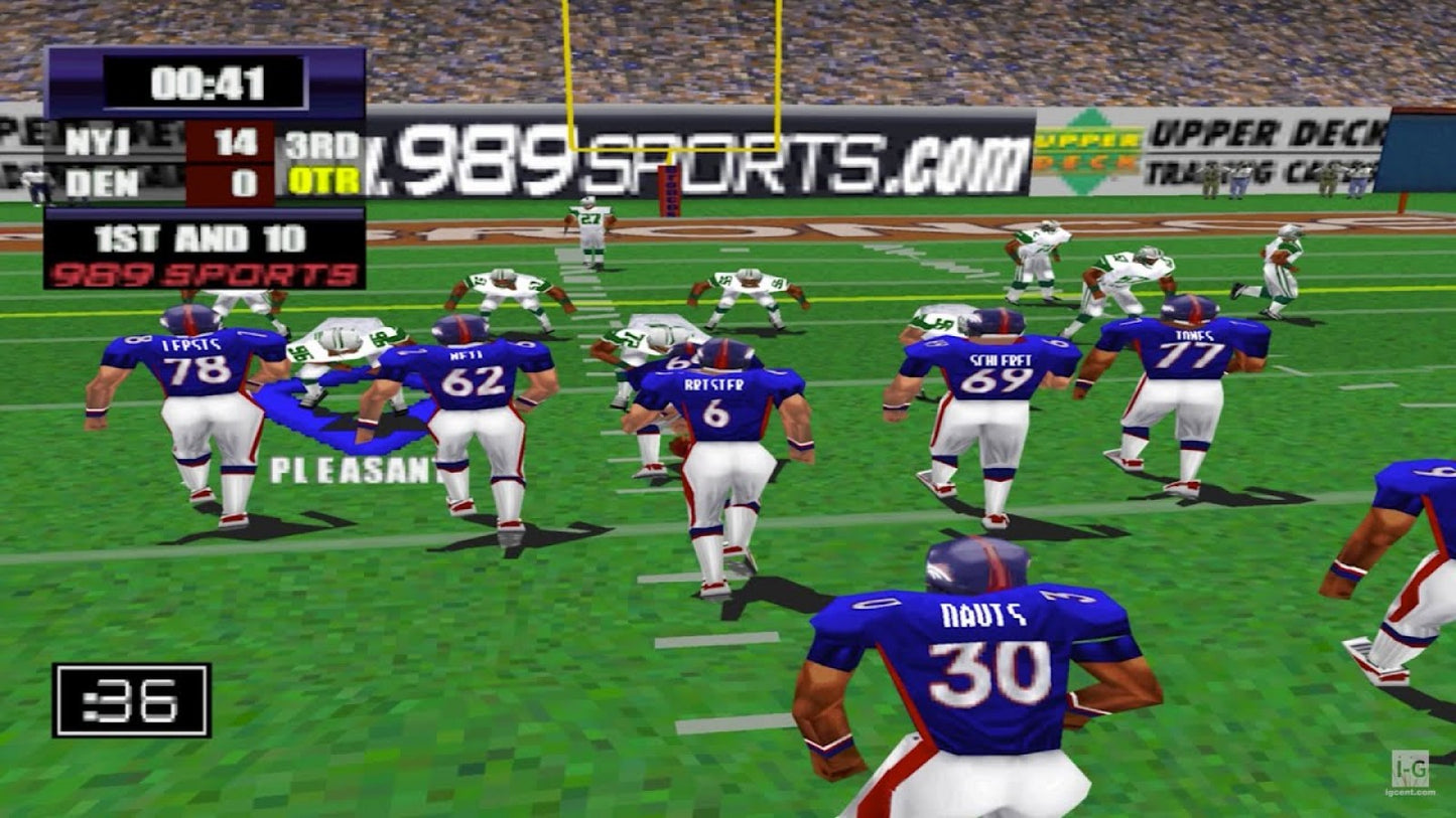 NFL GameDay 2000 PlayStation 1 football sports simulation video game 989 Sports NFL license all 31 teams franchise mode create-a-player Season Mode Exhibition authentic gameplay Sony PlayStation original gameplay screenshot