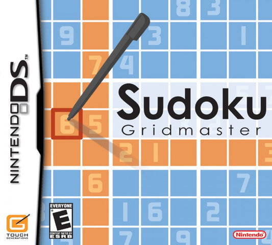 Sudoku Gridmaster for Nintendo DS, cover image for a puzzle video game with number-based challenges, logic gameplay, brain training exercises, and multiple difficulty levels