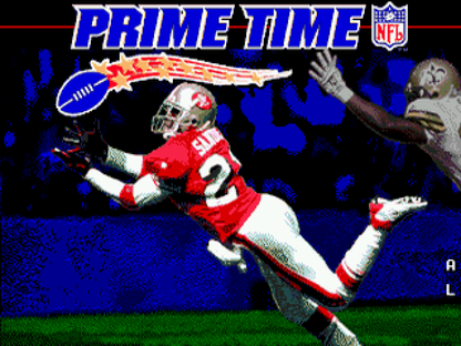 Prime Time NFL Football starring Deion Sanders title screen for Sega Genesis (GEN) video game