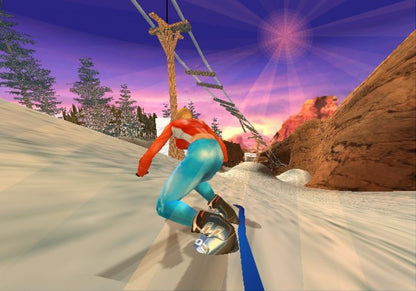 SSX Tricky GameCube game featuring fast-paced arcade snowboarding gameplay and over-the-top trick action gameplay screenshot