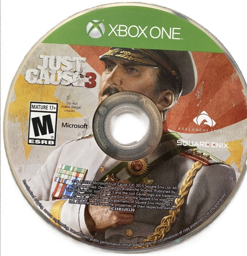 Just Cause 3 disc for Xbox One (XONE) open-world action-adventure video game

