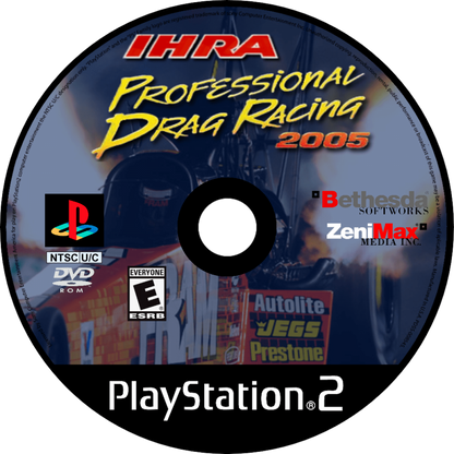 IHRA Professional Drag Racing 2005 disc art for Playstation 2 (PS2) video game