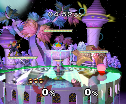 Super Smash Bros. Melee for Nintendo GameCube fighting party game featuring Mario Link Pikachu multiplayer versus mode competitive platform brawler gameplay