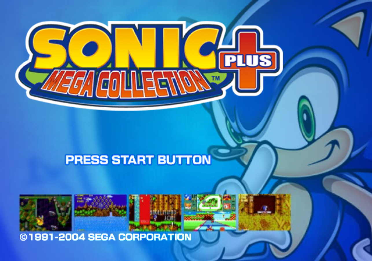 Sonic Mega Collection Plus [Greatest Hits] – PlayStation 2 (PS2) video game title page, platformer and compilation.