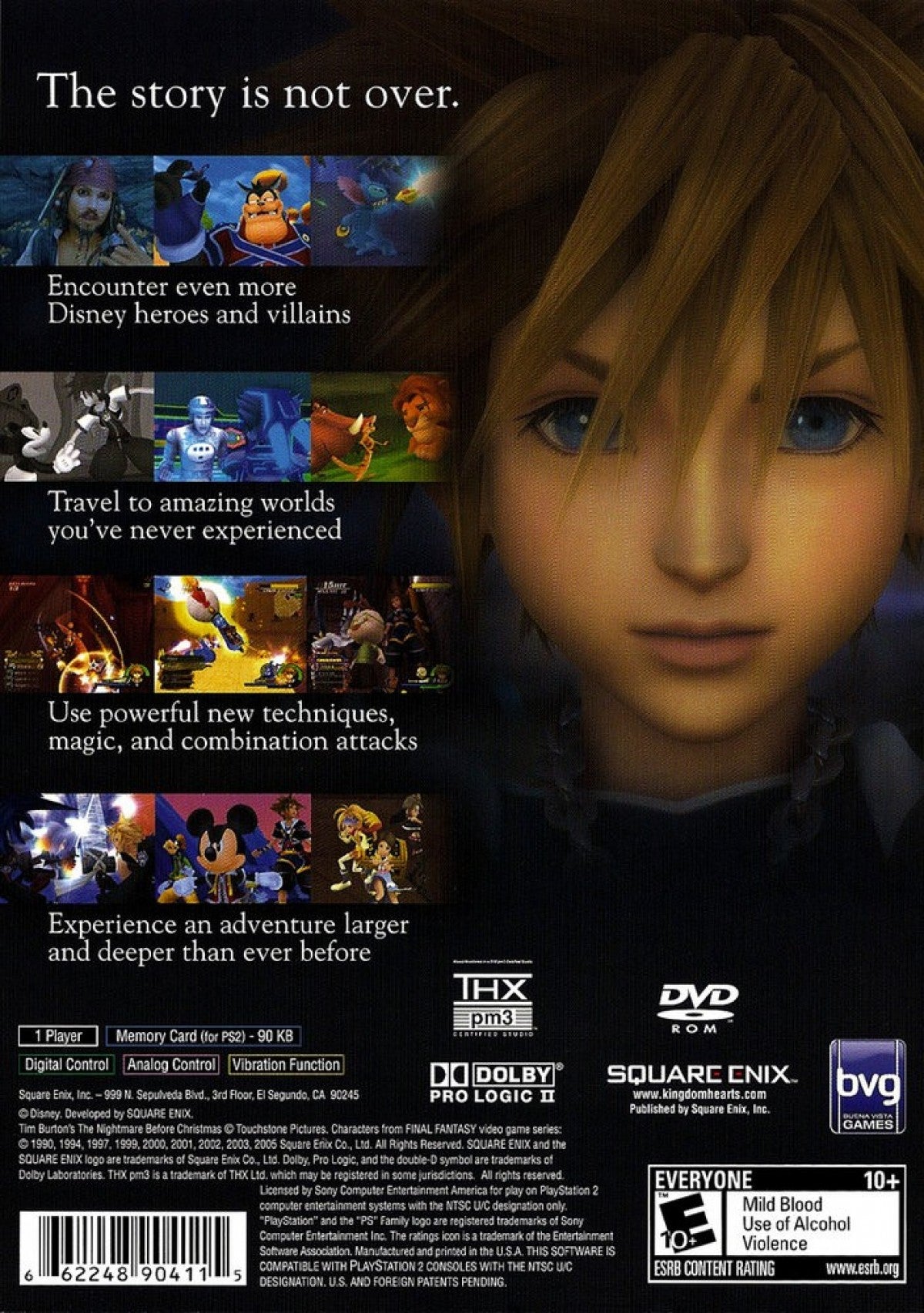 Kingdom Hearts II back cover art for PlayStation 2 (PS2) video game