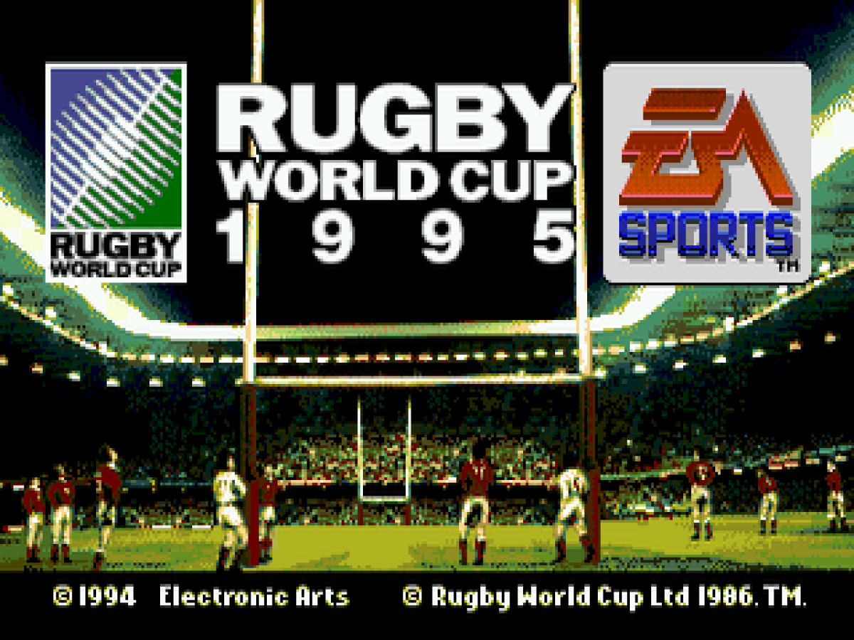 Rugby World Cup 95 title screen for Sega Genesis (GEN) video game